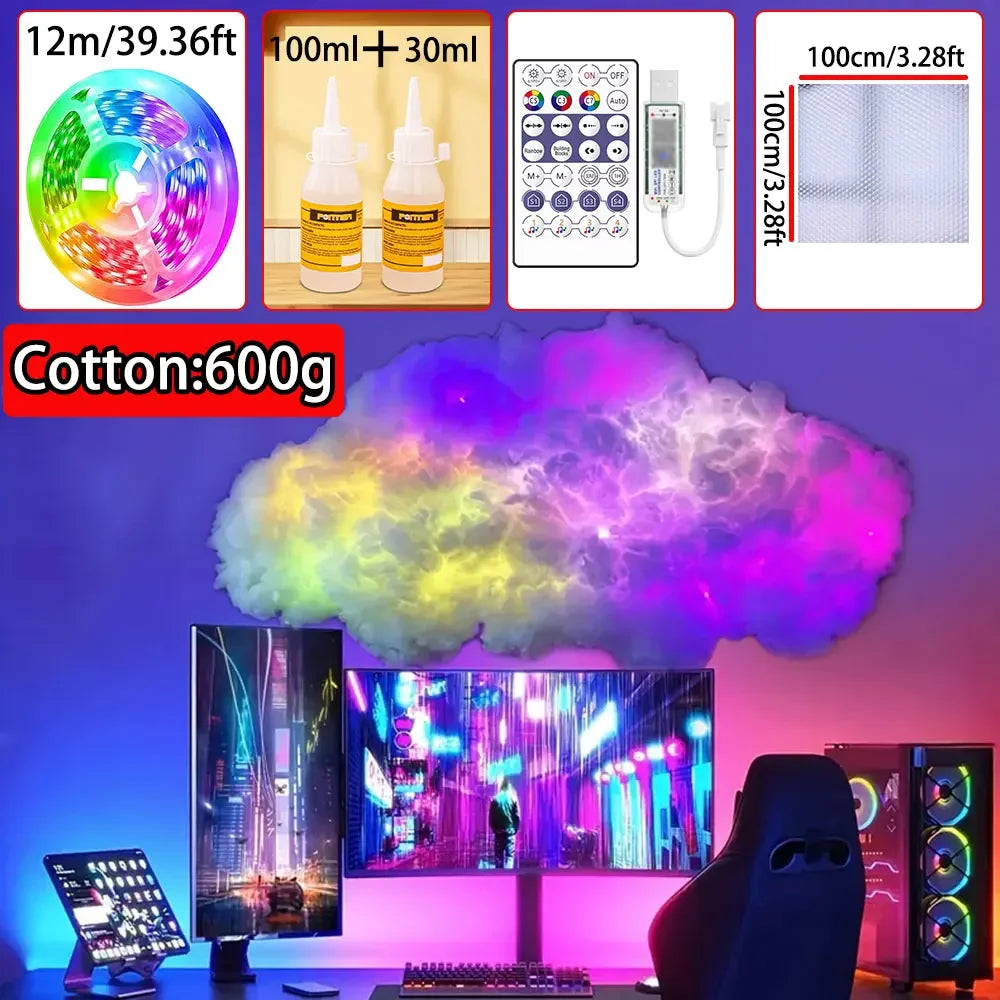 3D Big Cloud Lightning Light 360 Degree Wireless Remote APP Music Sync Multicolor - Multi Shop24