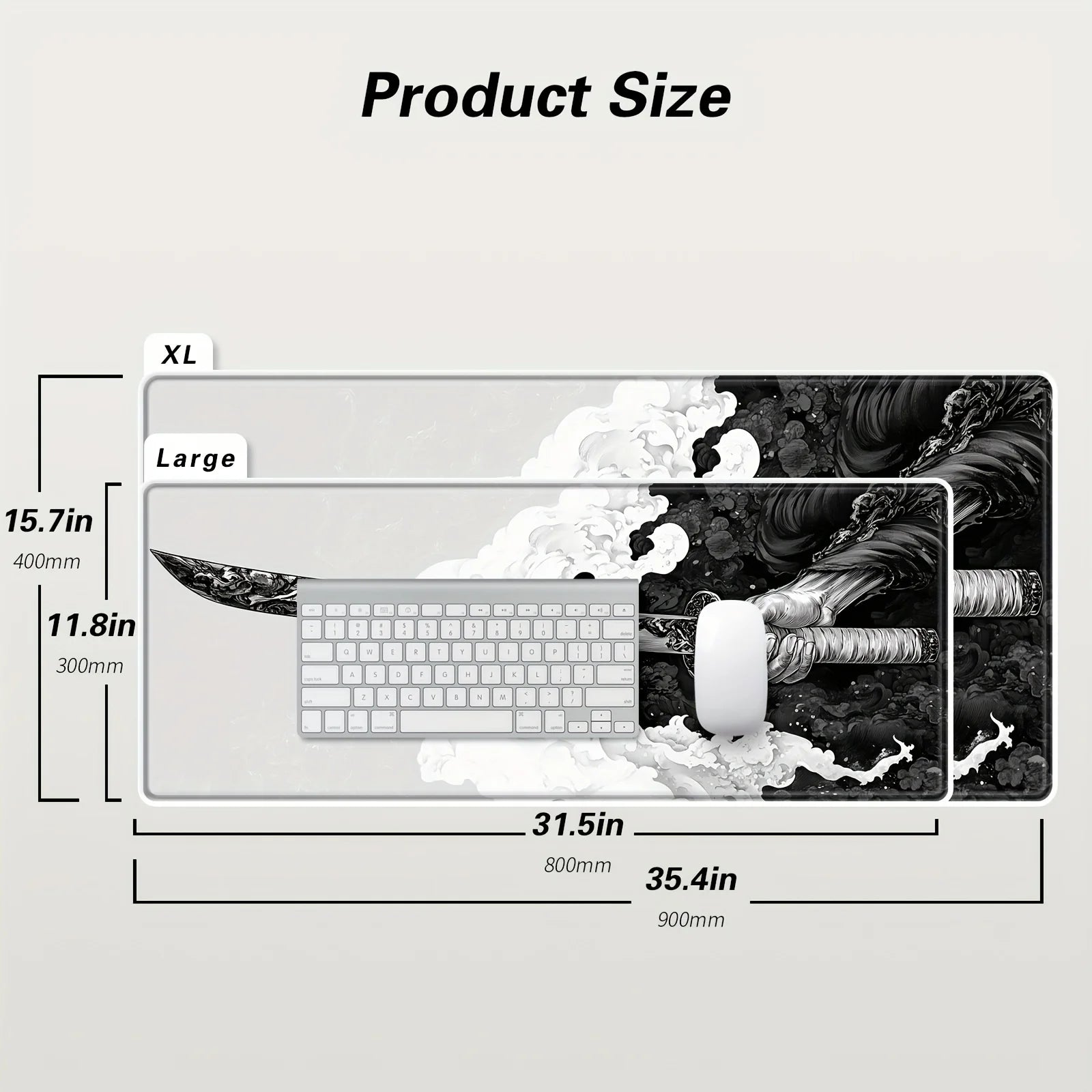 Gaming mouse pad with Japanese samurai design, oversized Multi Shop24