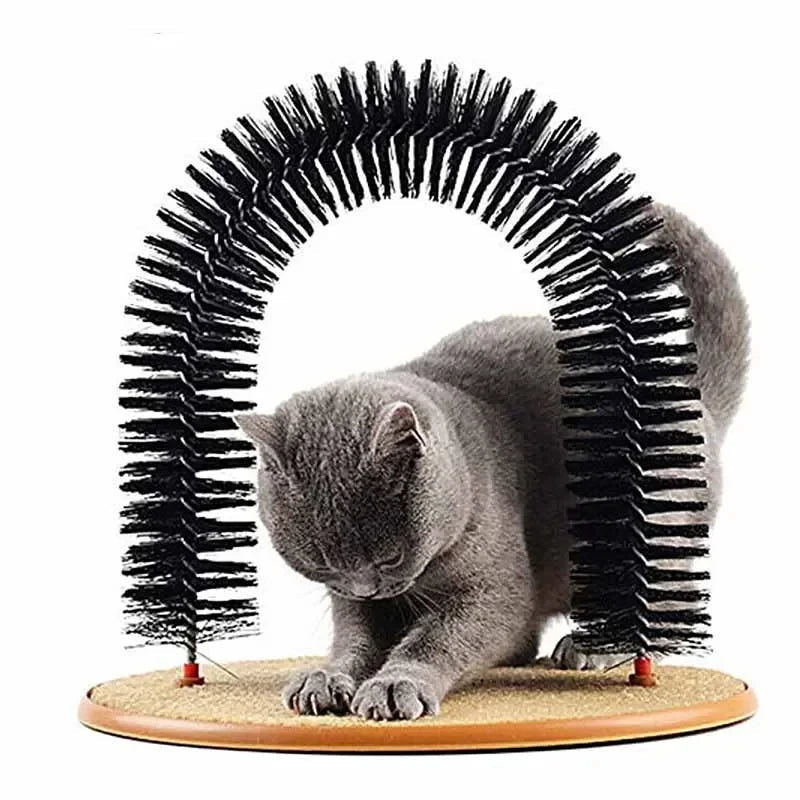 Cat Toy Arch Self Groome Pamper Feline with A Massage Grooming Rubbing Brush Multi Shop24