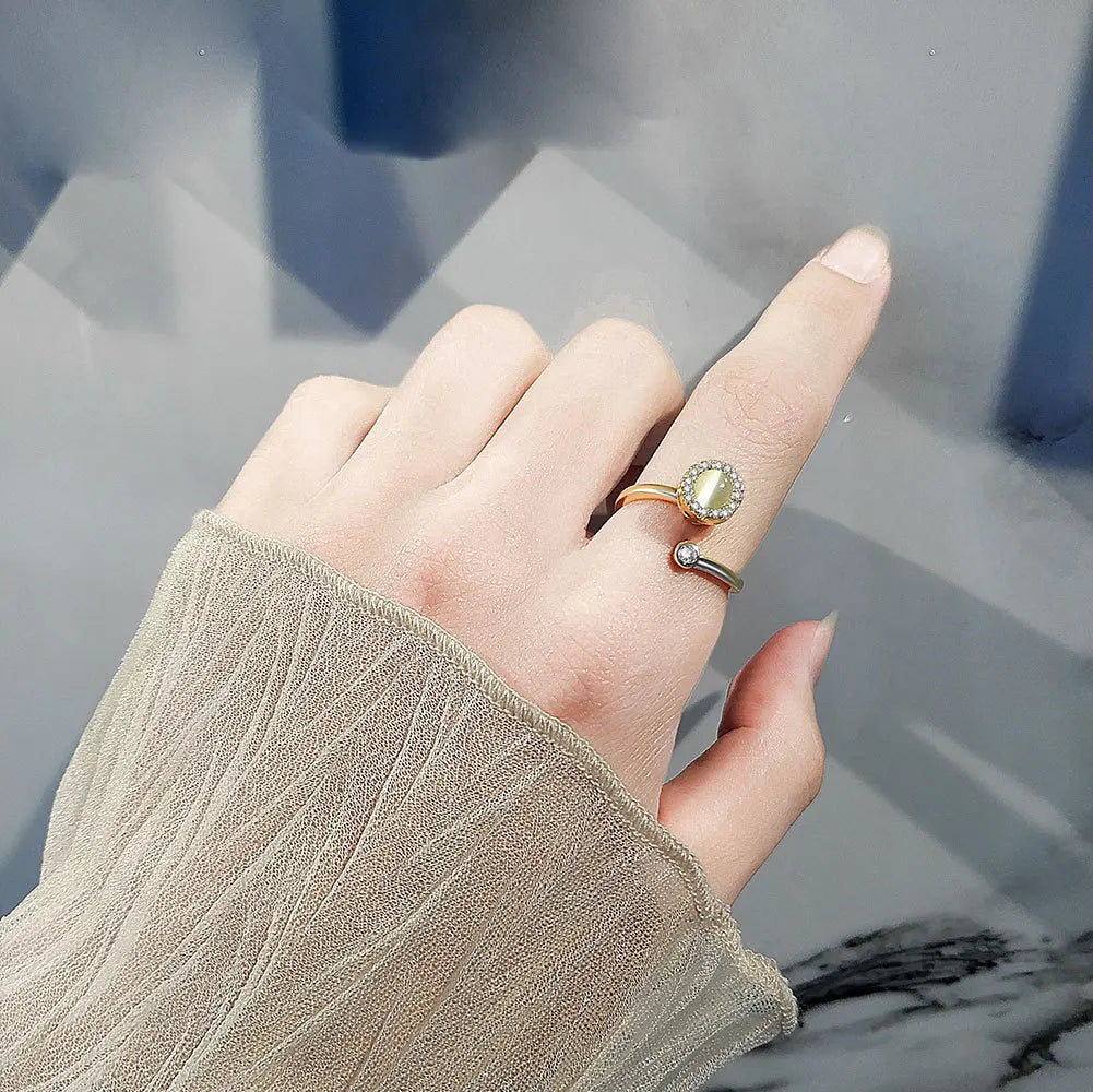 VENTFILLE 925 Sterling Silver Sunflower Diamond Zircon Rotatable Ring For Women