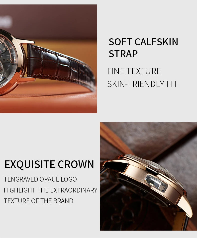 OBLVLO Luxury Retro 45mm Dial Skeleton Automatic Watches For Men Multi Shop24