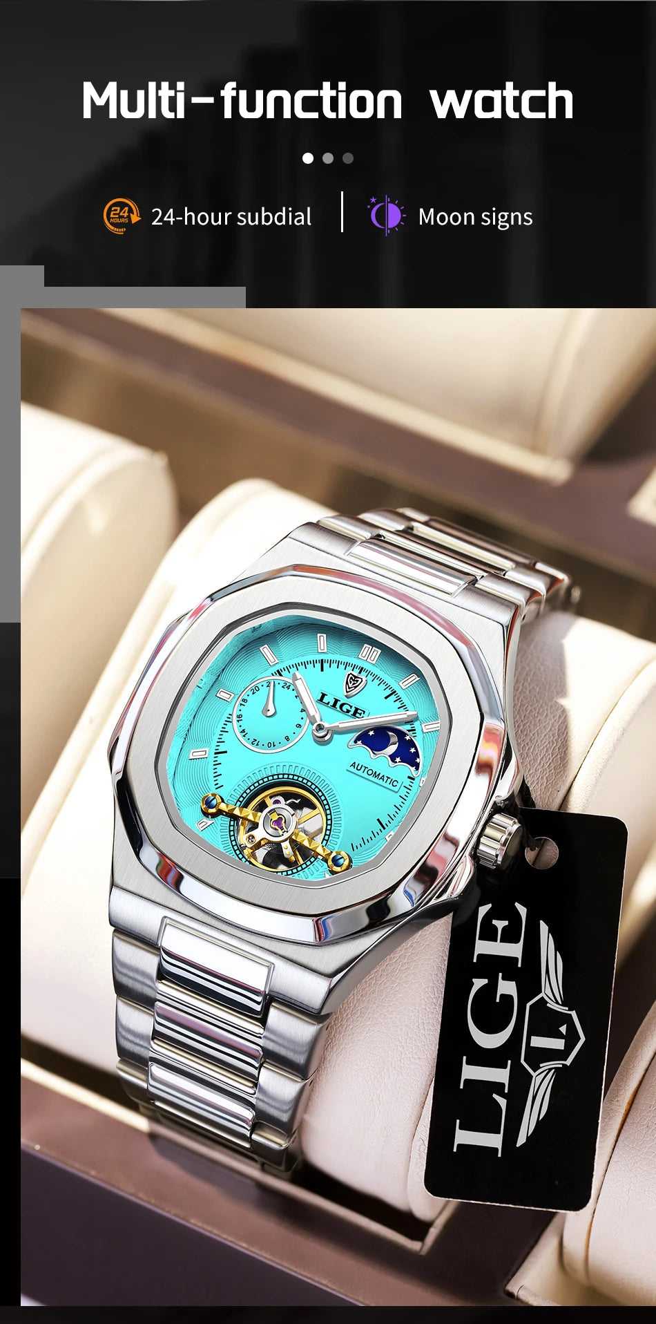 LIGE 2024 Automatic Mens Watch Fashion Stainless Steel Luxury Watches Men Multi Shop24