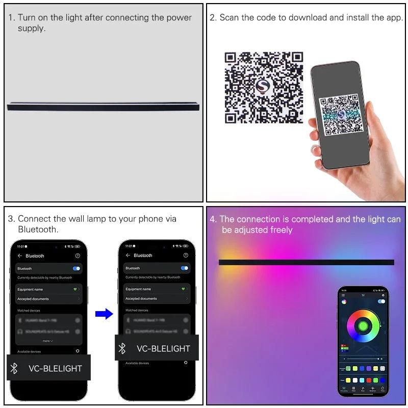 120CM/150CM LED Long Wall Lamp Waterproof RGB WS2812B APP Control Music Smart - Multi Shop24