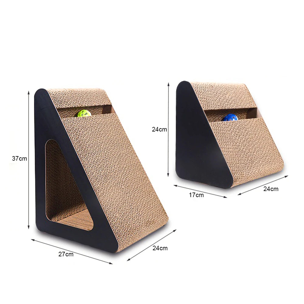 Cat Scratcher Cardboard Triangles Shaped With Spinnings Balls 2 in 1 Multi Shop24