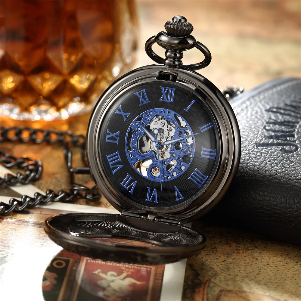 Luxury Retro Golden Hollow Skeleton Mechanical Pocket Watch Mens Multi Shop24