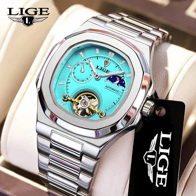 LIGE 2024 Automatic Mens Watch Fashion Stainless Steel Luxury Watches Men Multi Shop24
