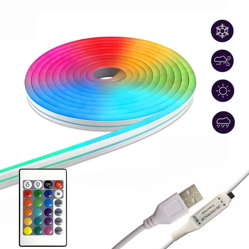 RGB Flexible LED Strip Lights USB Neon Rope Lights Remote App Control Music Sync Color Multi Shop24