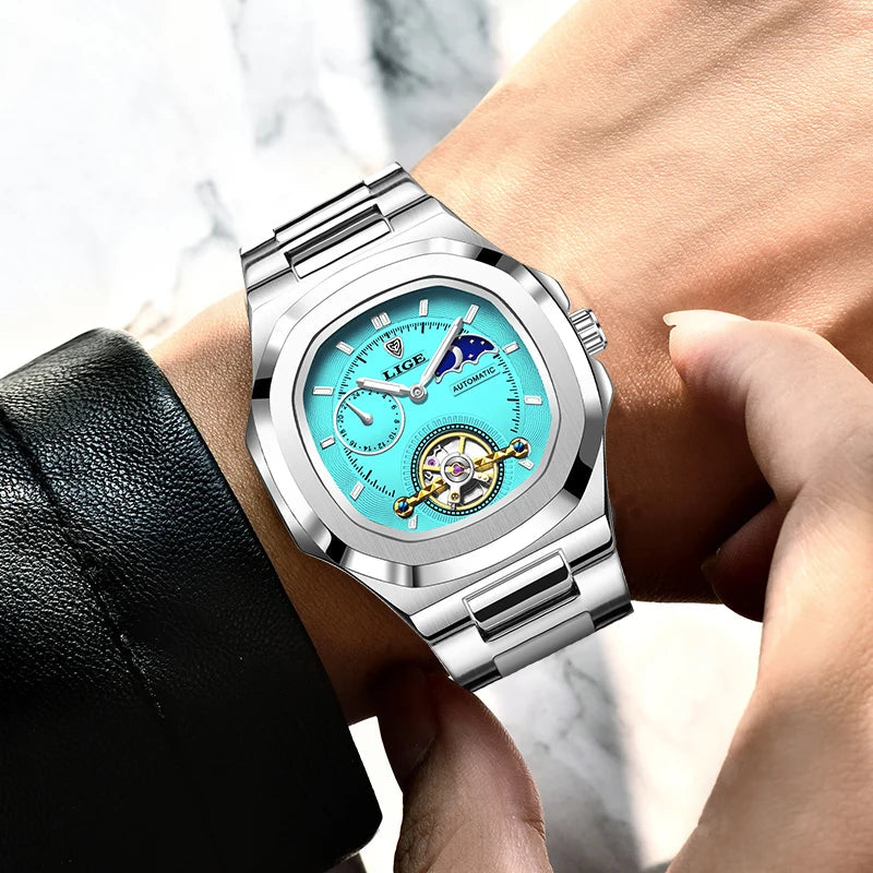 LIGE 2024 Automatic Mens Watch Fashion Stainless Steel Luxury Watches Men Multi Shop24