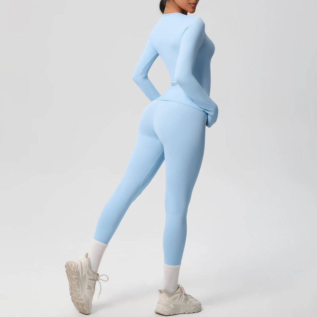 2 PCS Sportswear Yoga Set Gym Clothes Yoga Suits For Women Fitness Set Tracksuits Sports Long Sleeve Crop Top Gym Leggings MultiShop24