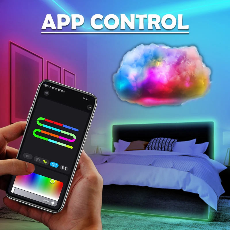 3D Big Cloud Lightning Light 360 Degree Wireless Remote APP Music Sync Multicolor - Multi Shop24