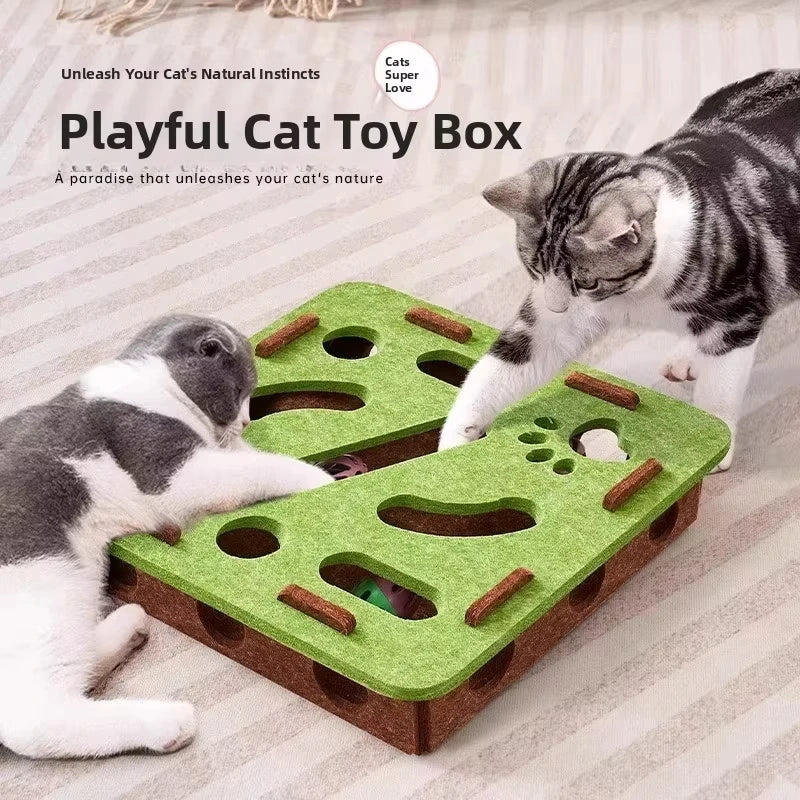 Cat Puzzle Toy Felt Puzzle Box Cat Exercise Toy With Ball Multi Shop24