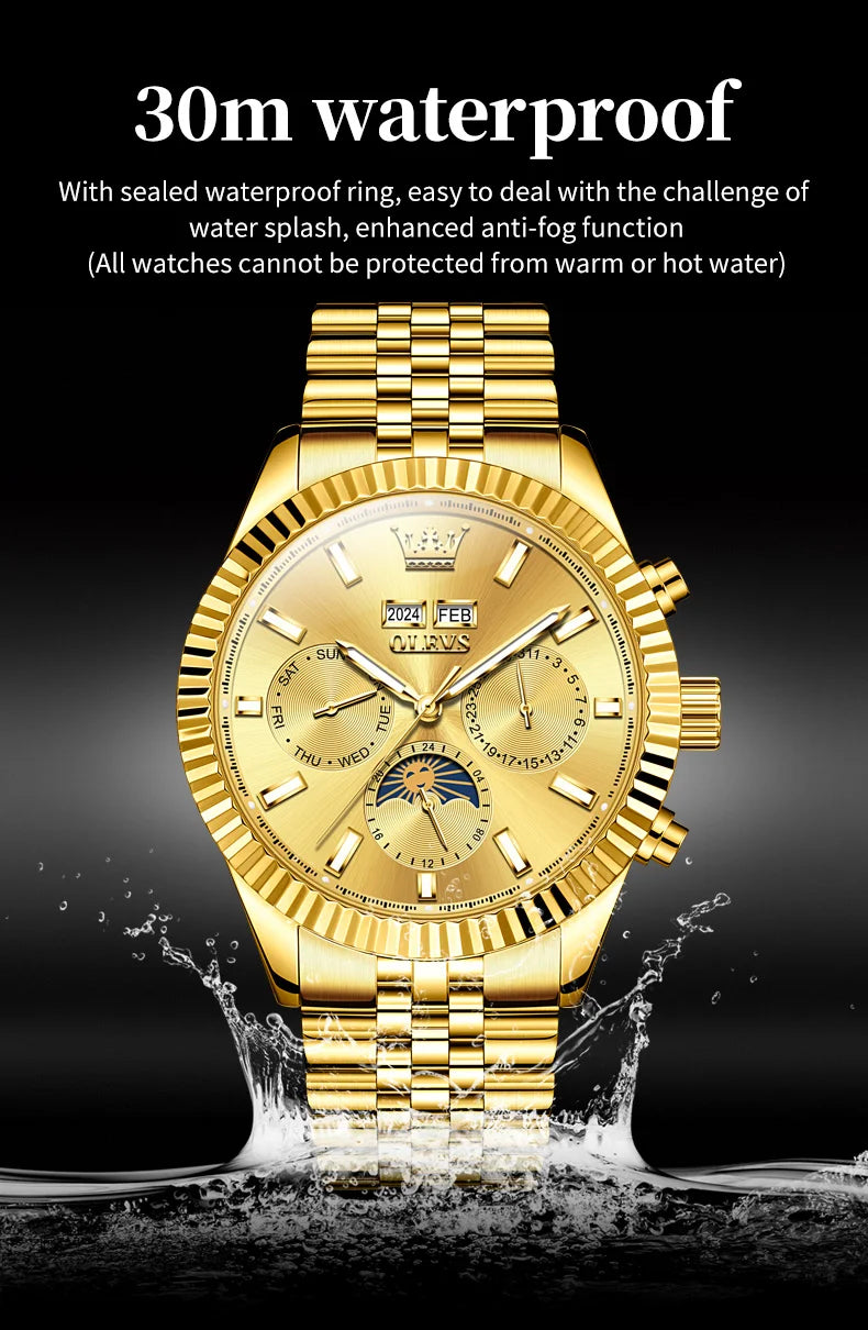 OLEVS 6688 Luxury Mens Watch Dual Calendar Automatic  30M Waterproof Luminous Top Multi Shop24