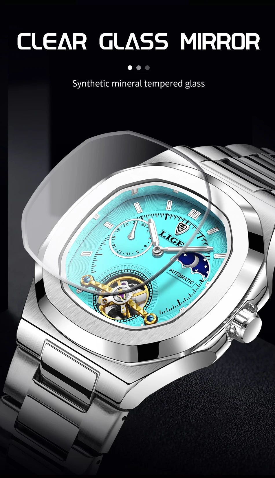 LIGE 2024 Automatic Mens Watch Fashion Stainless Steel Luxury Watches Men Multi Shop24