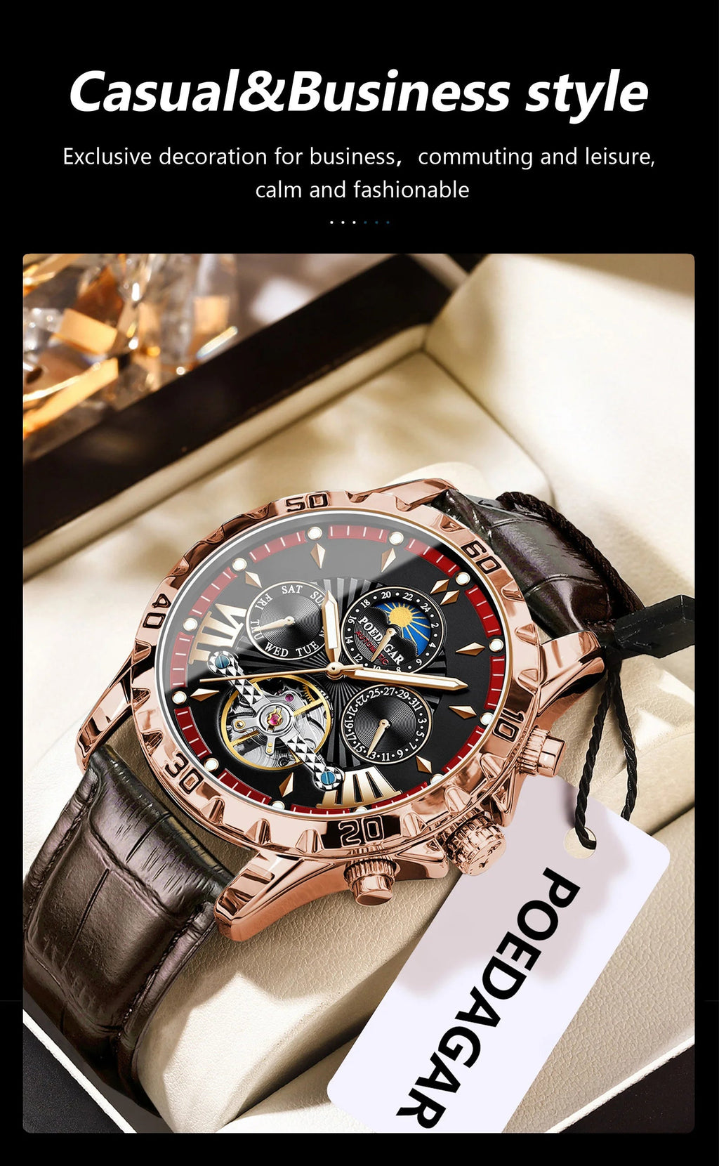 POEDAGAR Luxury Automatic Wristwatch Waterproof Multi Shop24