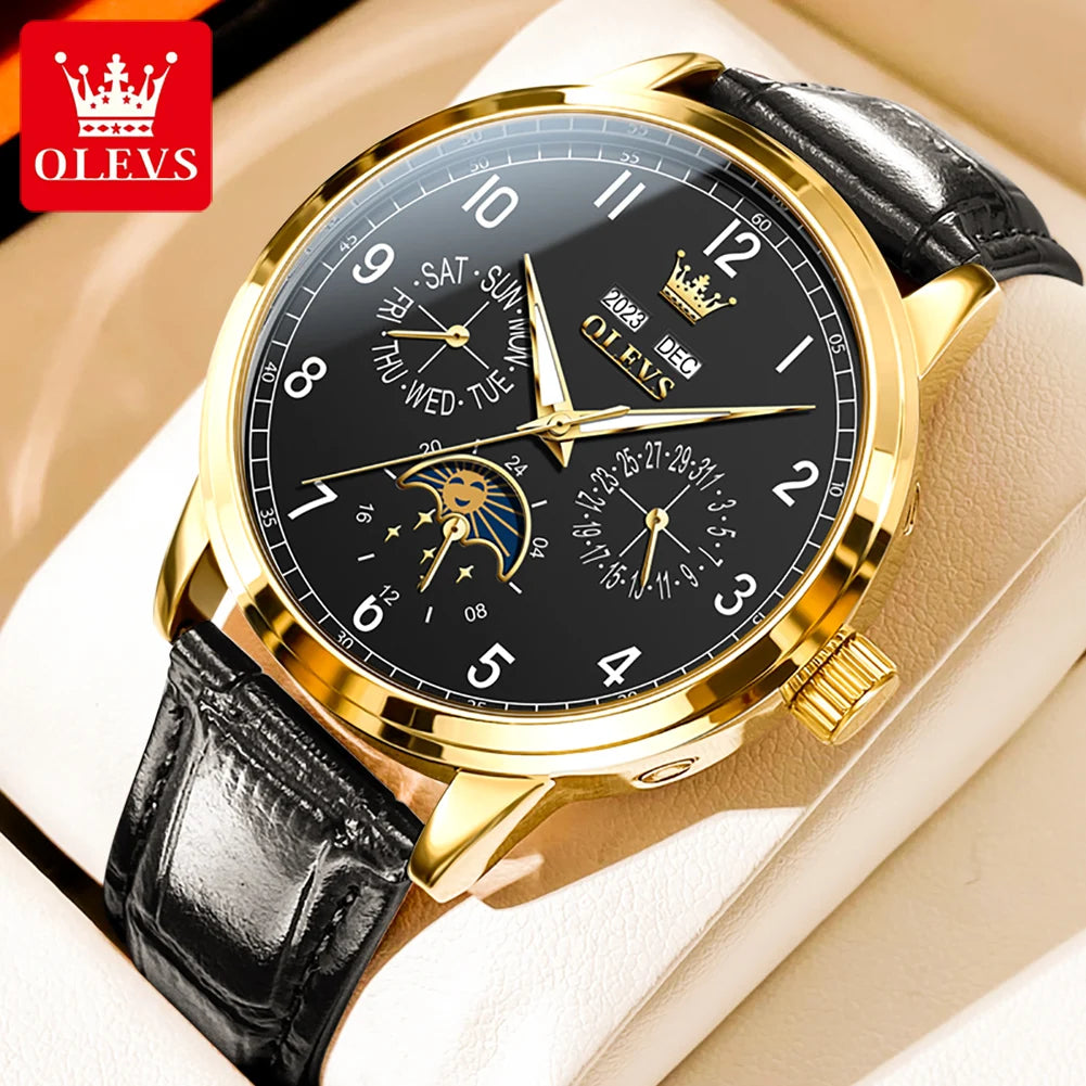 OLEVS 6698 Mens Watch Luxury Dress Brand Moon Phase Automatic Multi Shop24