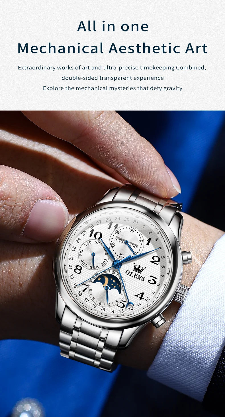 OLEVS 6667 Men's Watch Fashion Number Scale Mechanical Watch For Men Top Multi Shop24