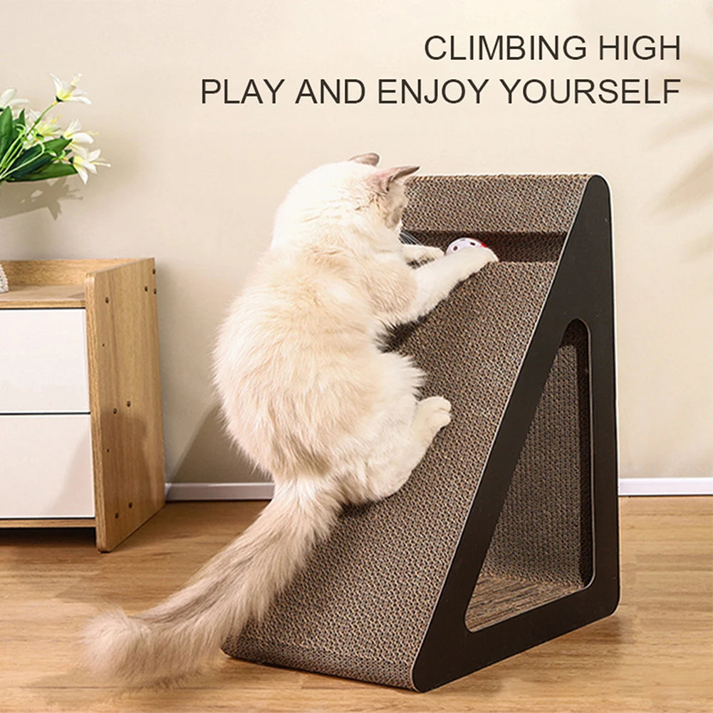 Cat Scratcher Cardboard Triangles Shaped With Spinnings Balls 2 in 1 Multi Shop24