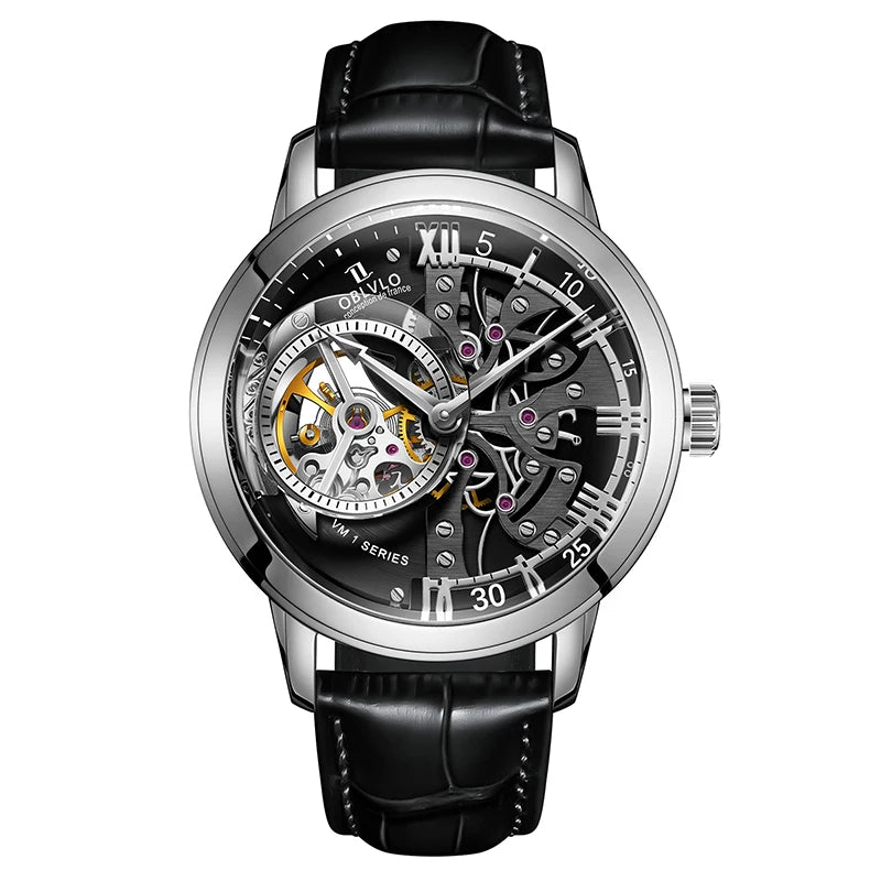 OBLVLO Luxury Retro 45mm Dial Skeleton Automatic Watches For Men Multi Shop24
