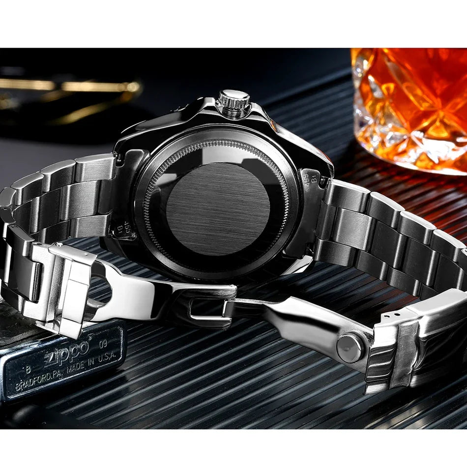 Automatic Men Watch Mechanical Self Wind Movement Stainless Steel Gold Multi Shop24