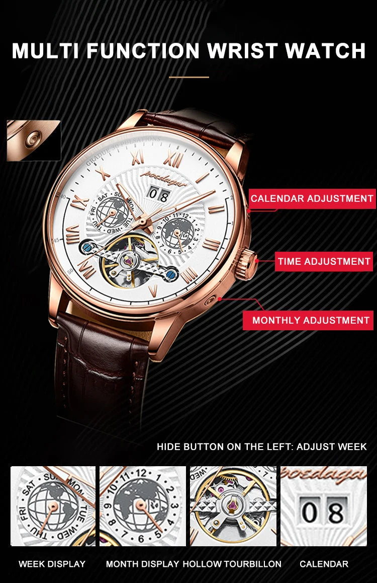 POEDAGAR Luxury Men Wristwatch Waterproof Date Week Automatic Multi Shop24