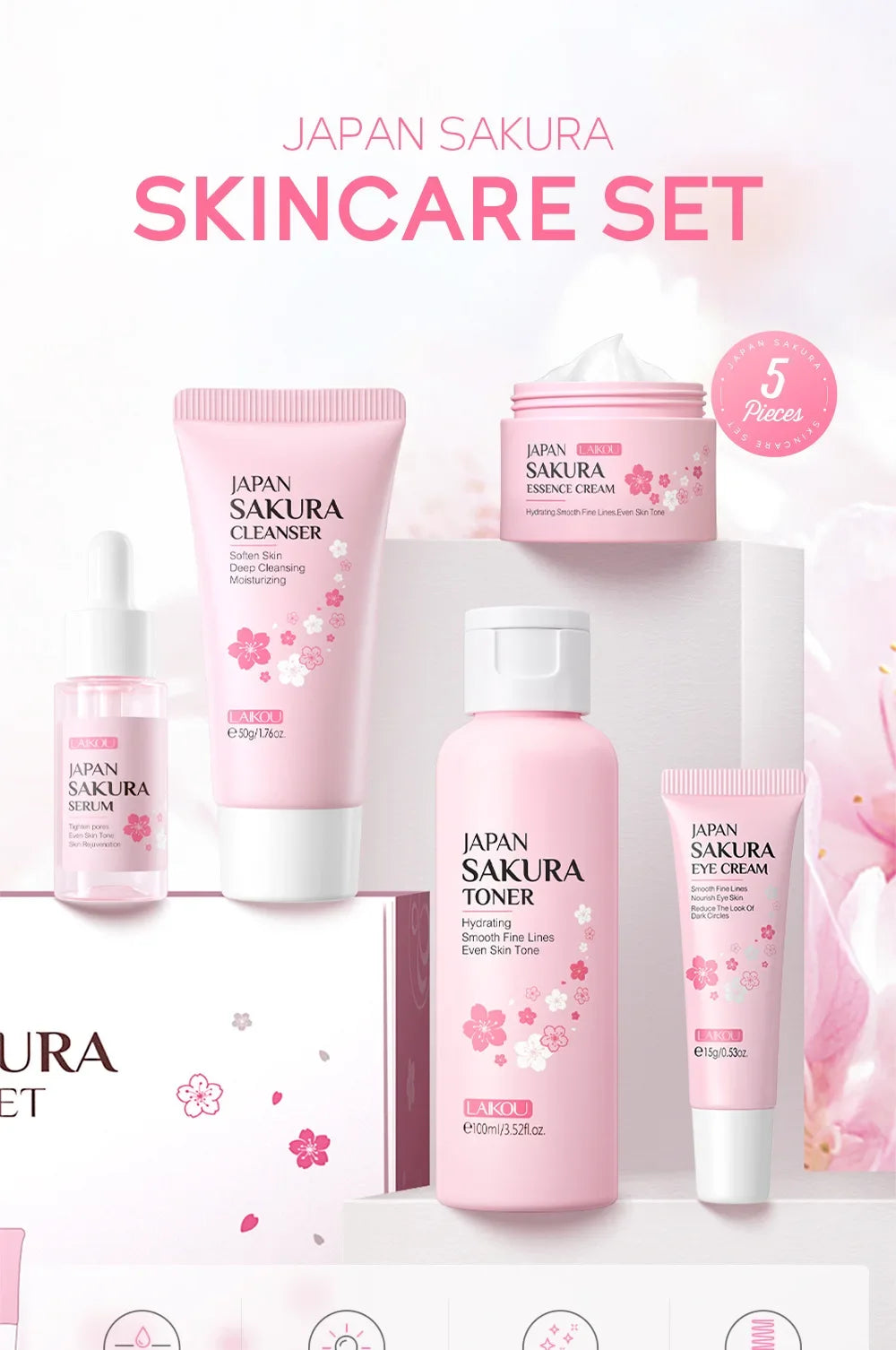 LAIKOU Sakura Kit Skin Care Sets Product  Korean Skincare Set