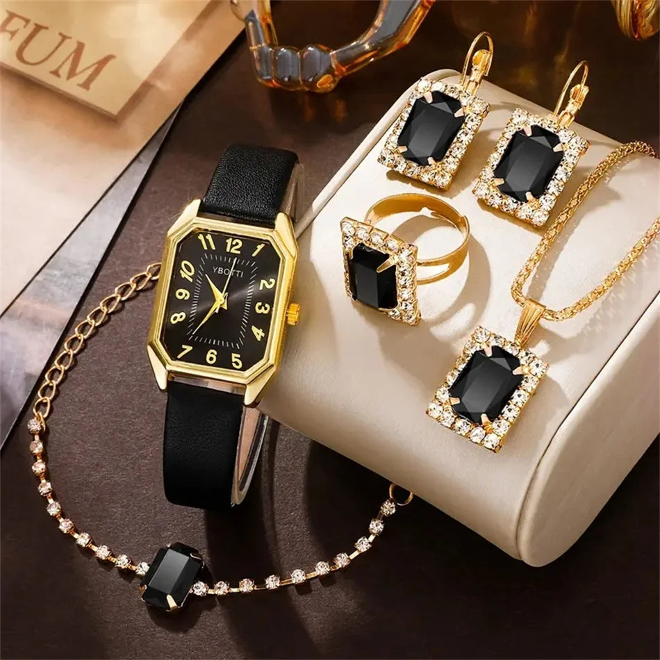 Luxury Fashion Square Women's Watches Brand Ladies Quartz Wristwatch Classic Simple Femme Blue Leather Band Relogio Feminino MultiShop24