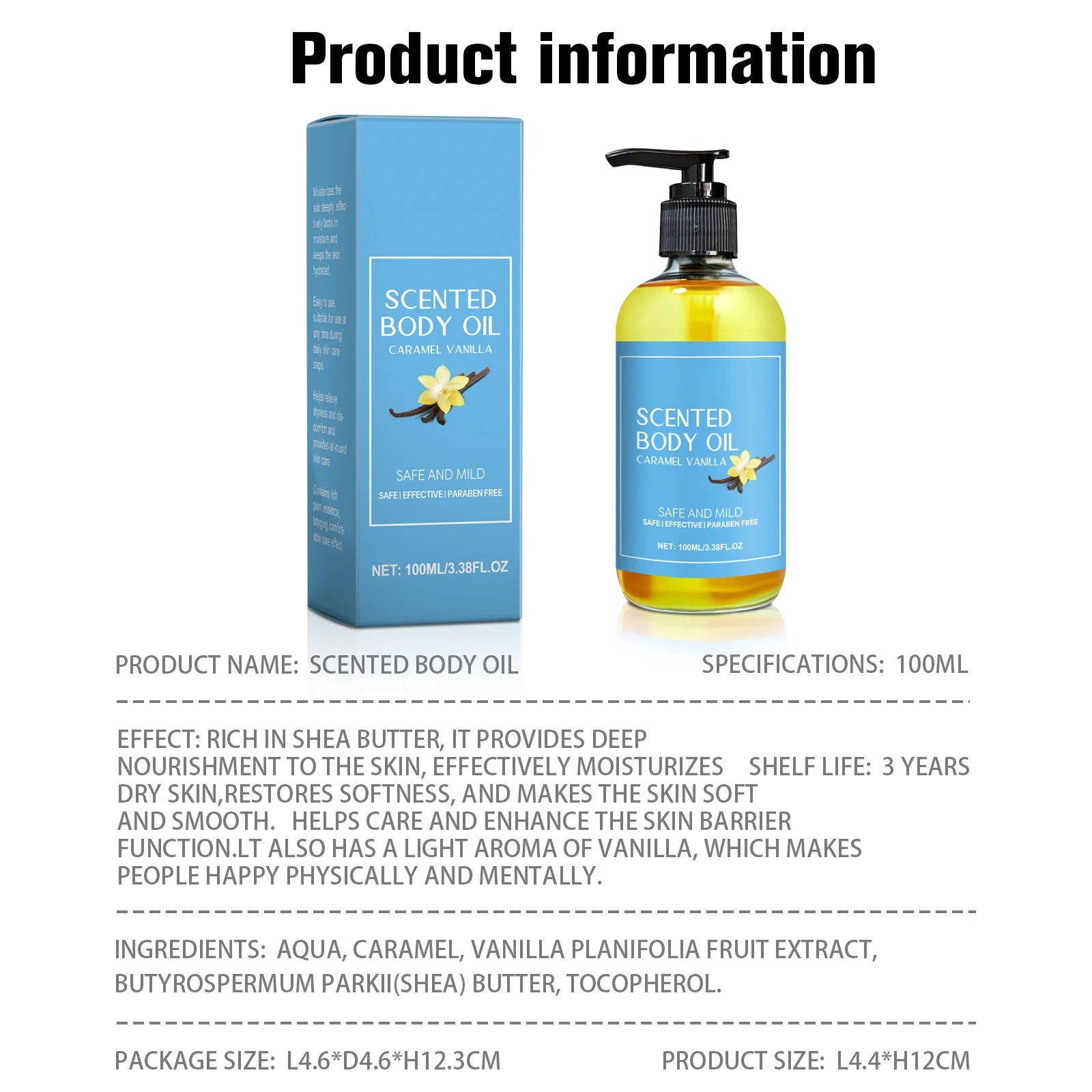 Stress Relief Vanilla Massage Oil - Deeply moisturizes, soothes muscles