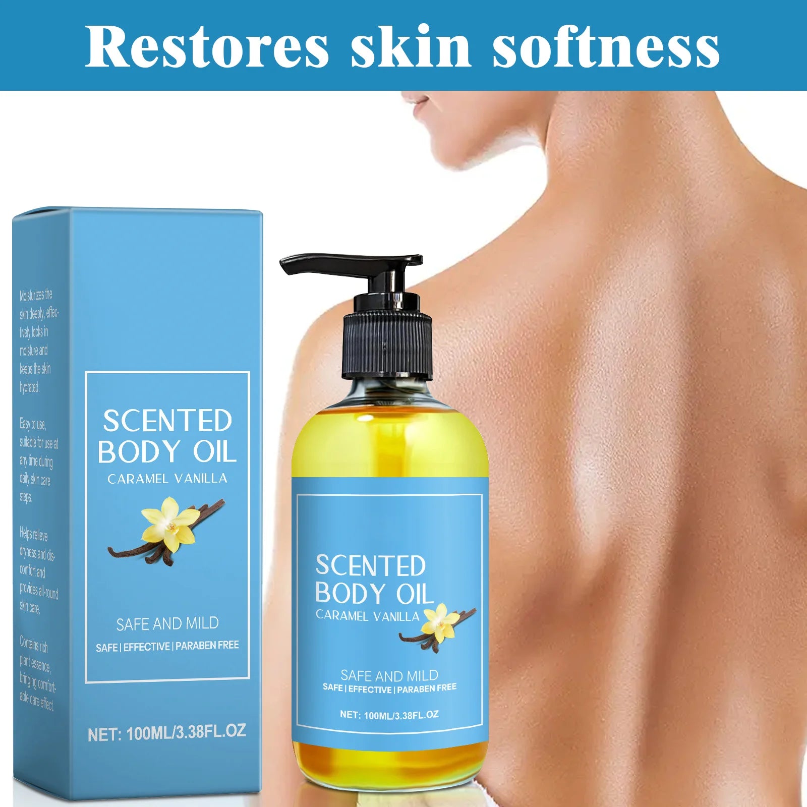 Stress Relief Vanilla Massage Oil - Deeply moisturizes, soothes muscles