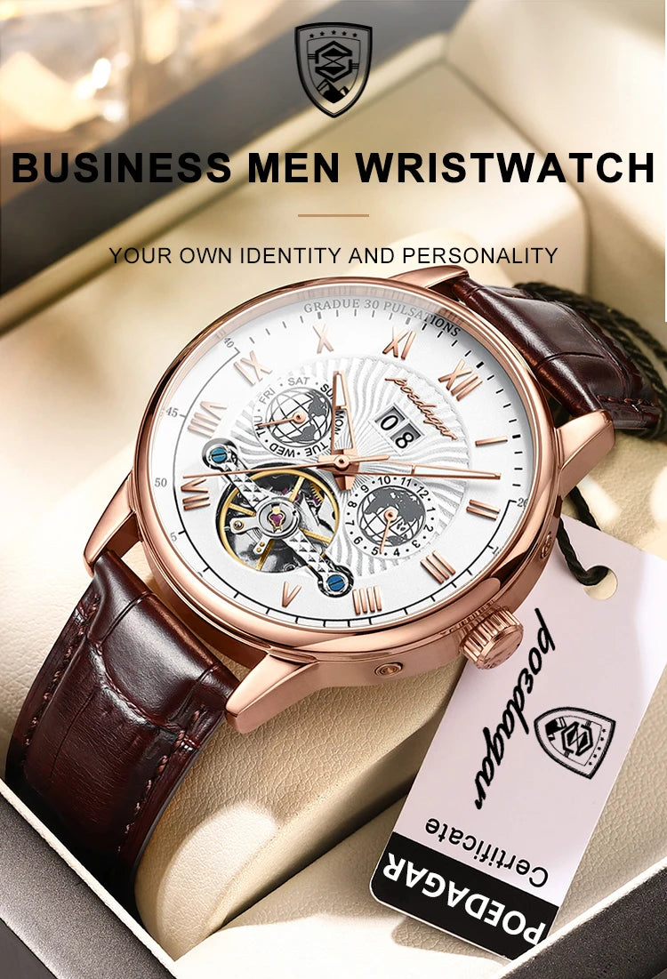 POEDAGAR Luxury Men Wristwatch Waterproof Date Week Automatic Multi Shop24
