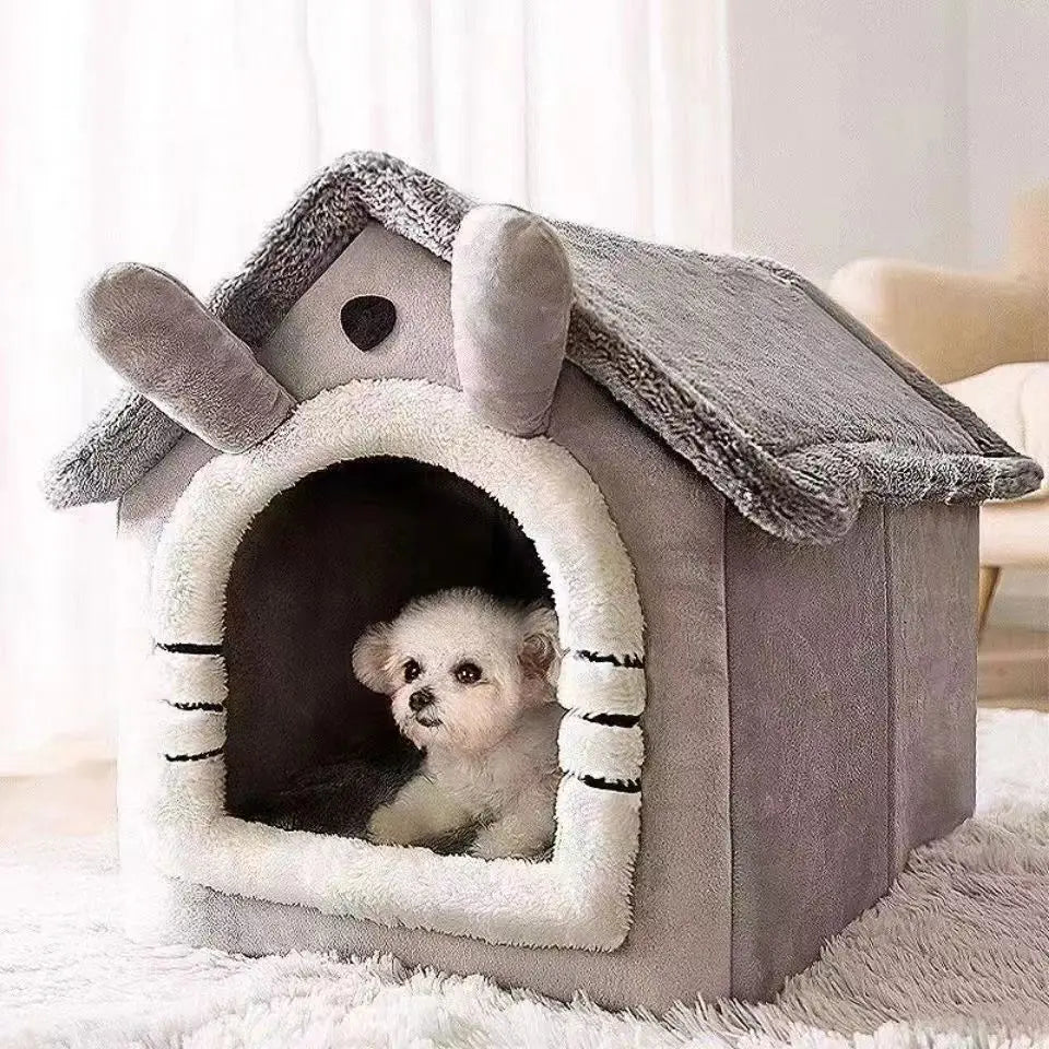 All Season Dog House Style Bed - Removable Washable Pet Bed for Small Dogs Teddy Winter Warm Cat Dog House MultiShop24