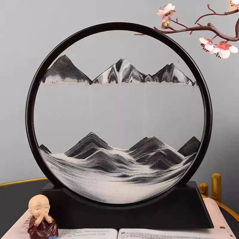 3D Moving Sand Art Picture Round Glass Deep Sea Sandscape Hourglass Multi Shop24