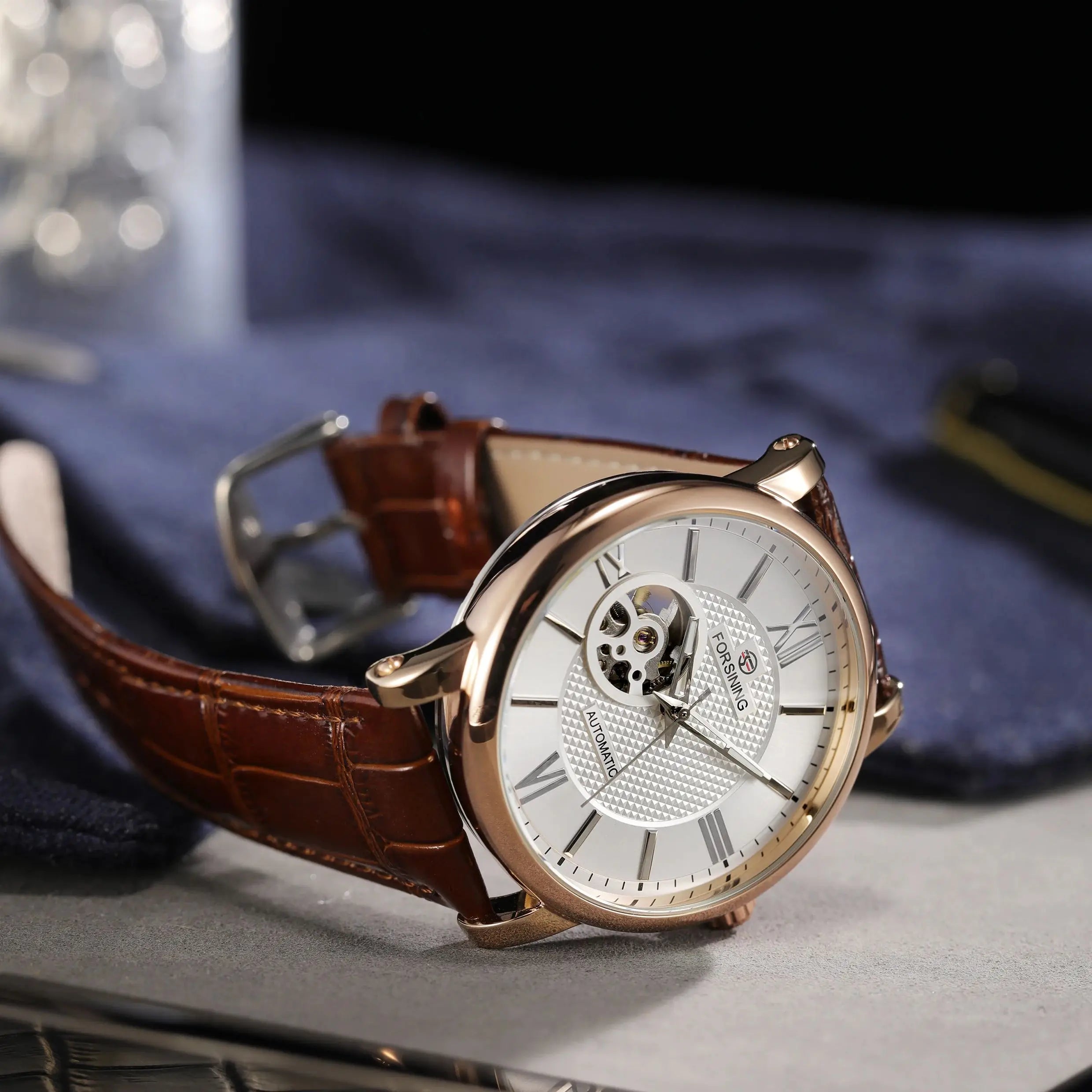 Forsining Fashion Skeleton Mechanical Watch for Men Green Multi Shop24