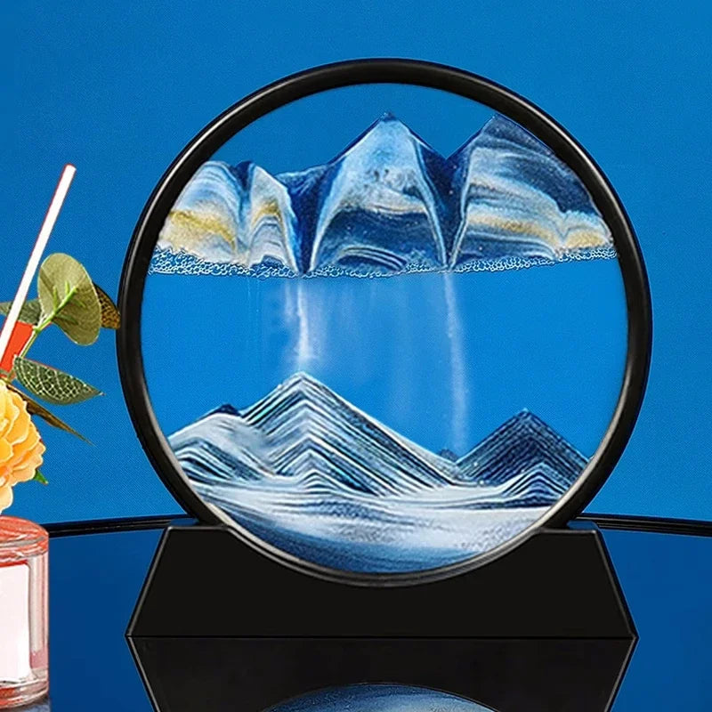 3D Moving Sand Art Picture Round Glass Deep Sea Sandscape Hourglass Multi Shop24