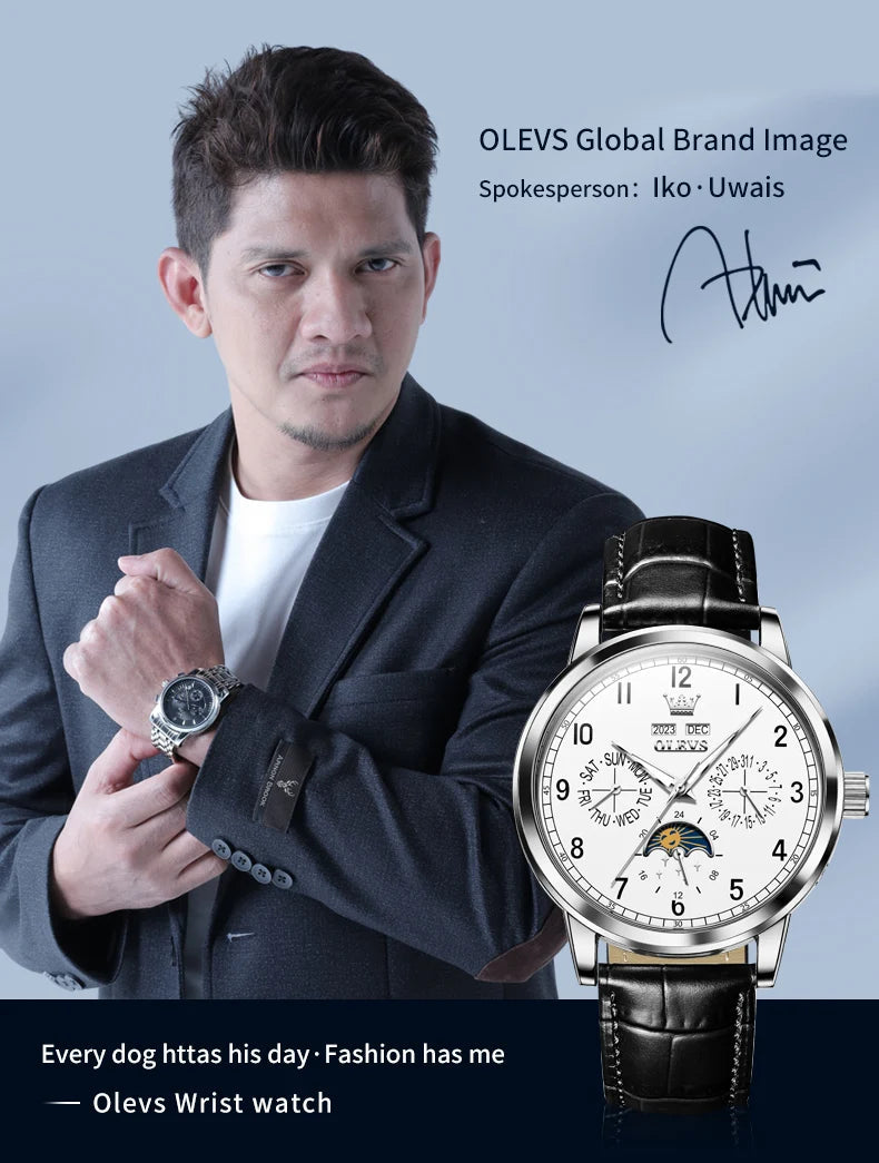 OLEVS 6698 Mens Watch Luxury Dress Brand Moon Phase Automatic Multi Shop24