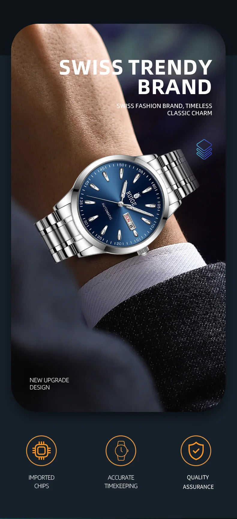 RUIGE Weekly Calendar Men's Fully Automatic Mechanical Watch Multi Shop24