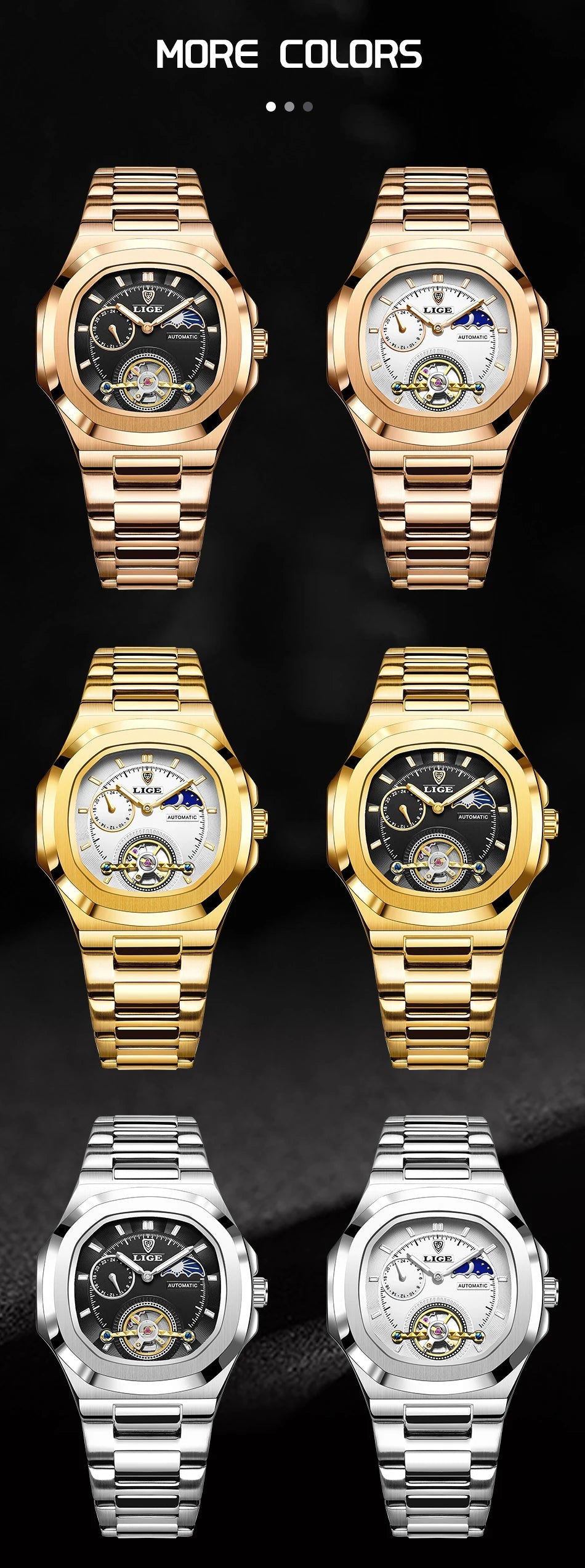 LIGE 2024 Automatic Mens Watch Fashion Stainless Steel Luxury Watches Men Multi Shop24