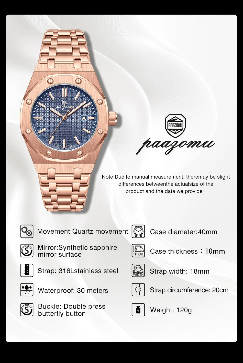 PAAZOMU Luxury Business Man Wristwatch Waterproof Luminous Date Men Multi Shop24