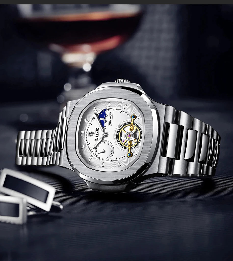 LIGE 2024 Automatic Mens Watch Fashion Stainless Steel Luxury Watches Men Multi Shop24