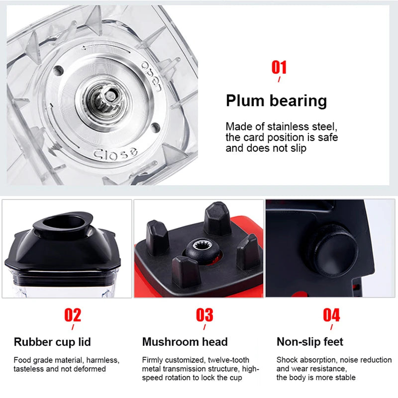 2000W Heavy Duty Commercial  Mixer Food Processor Ice Smoothies for Kitchen Multi Shop24