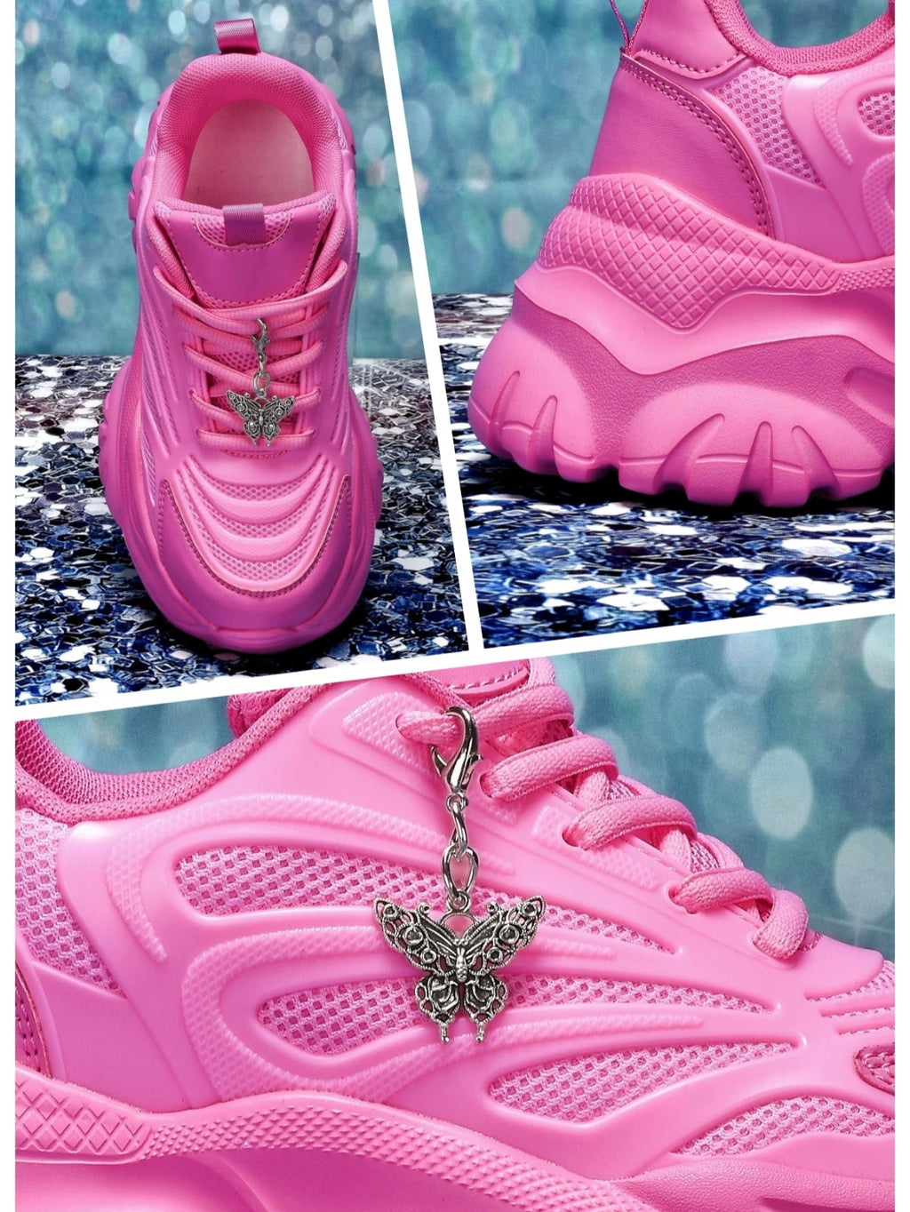 Women's Eva Solid Thick-Soled Heightening 7cm Fashionable Casual Vulcanized Shoes with Silver Butterfly Decorative Pendant Chain Shoe Accessories Light and Comfortable Soft-Soled Shock-Absorbing Non-Slip Women's Vulcanized Sh MultiShop24