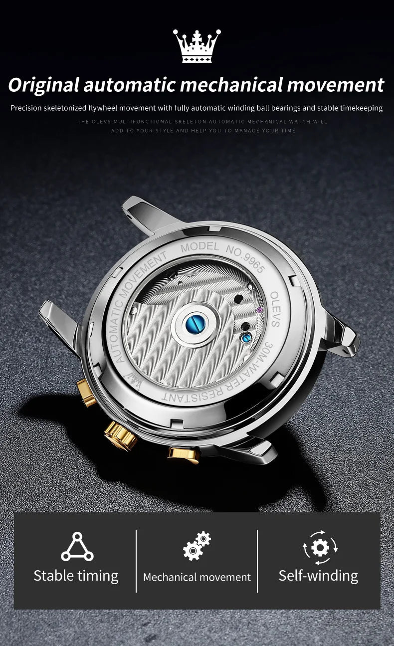 OLEVS Automatic Watch for Men Top Original Luxury Skeleton Multi Shop24