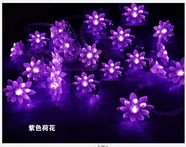 7 Colors Solar String Lights Outdoor  Lotus Flower Lamp 100/50/20LED String - Multi Shop24