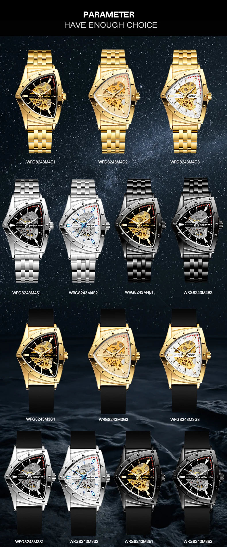 Winner Military Triangle Steel Skeleton Automatic Multi Shop24