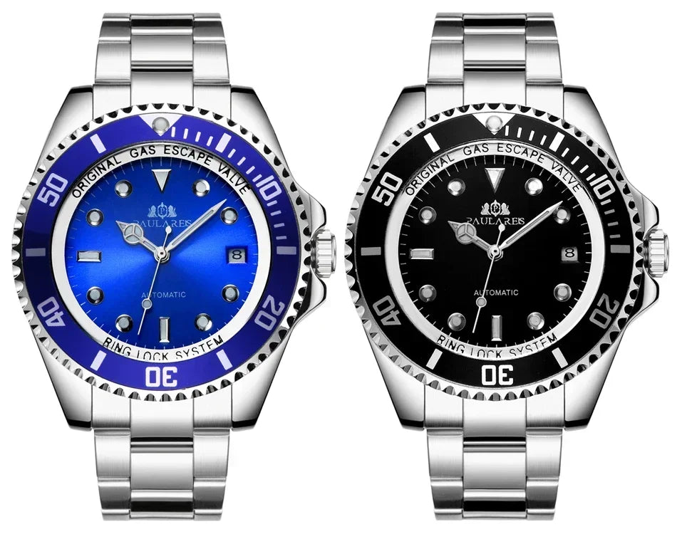 Automatic Men Watch Mechanical Self Wind Movement Stainless Steel Gold Multi Shop24