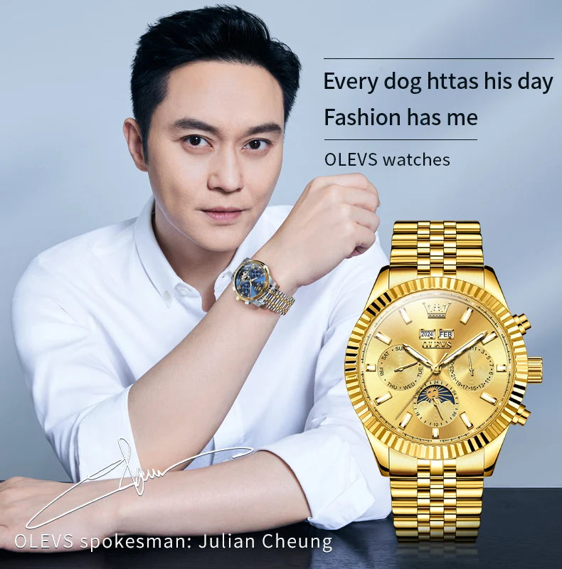 OLEVS 6688 Luxury Mens Watch Dual Calendar Automatic  30M Waterproof Luminous Top Multi Shop24