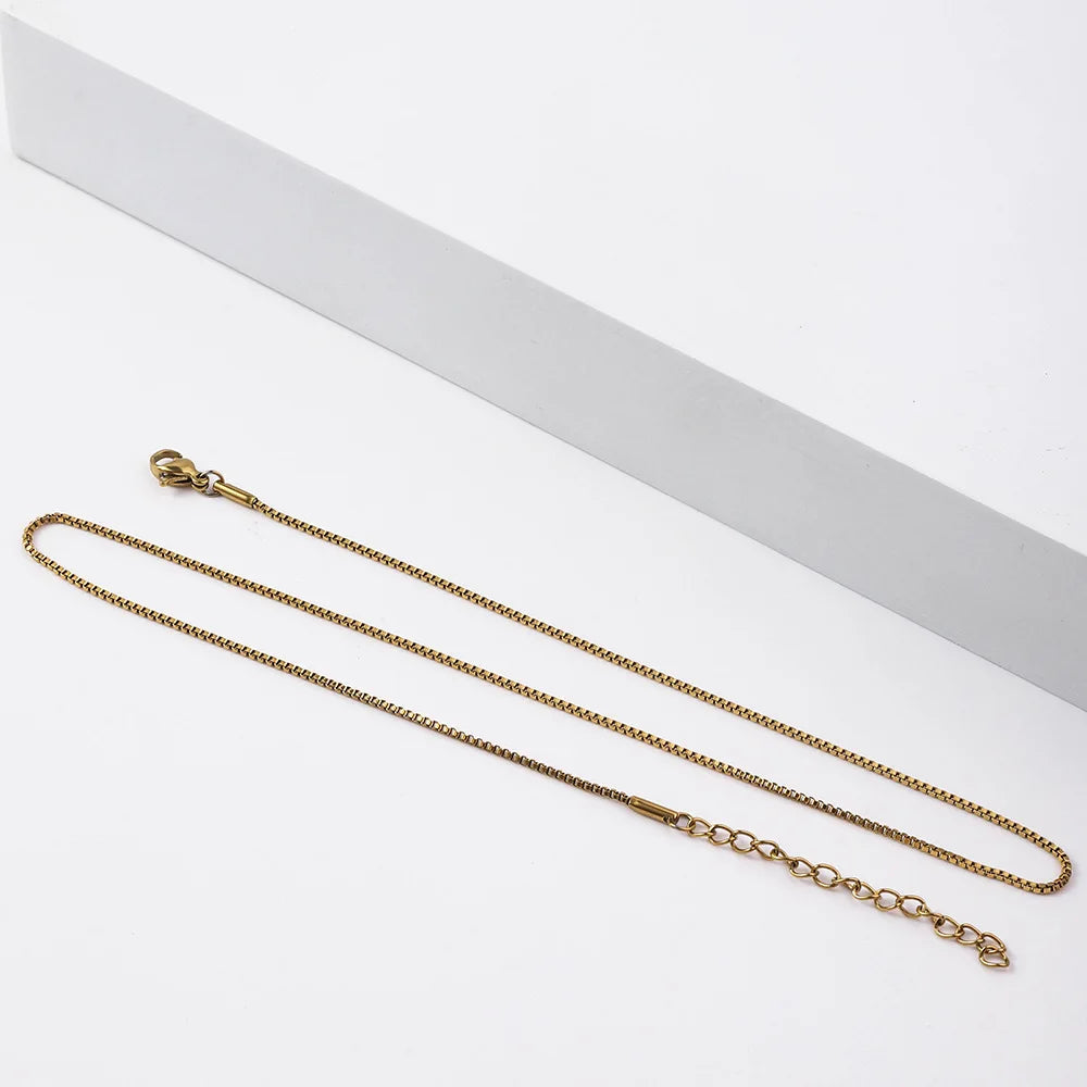 1.2mm Simple Stainless Steel Box Chain Necklace Gold Color Titanium Steel Men Necklace Fashion Women Jewelry Trend Accessories - Multi Shop24