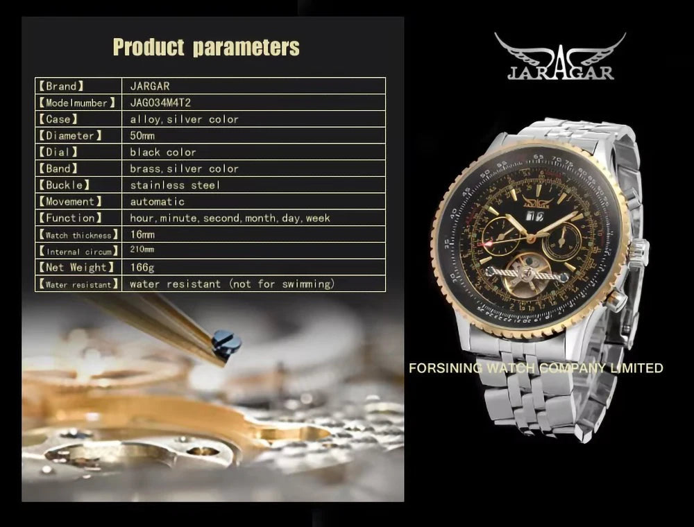 Jaragar 50MM Automatic Mechanical Watch for Men,Multifunctional, Multi Shop24