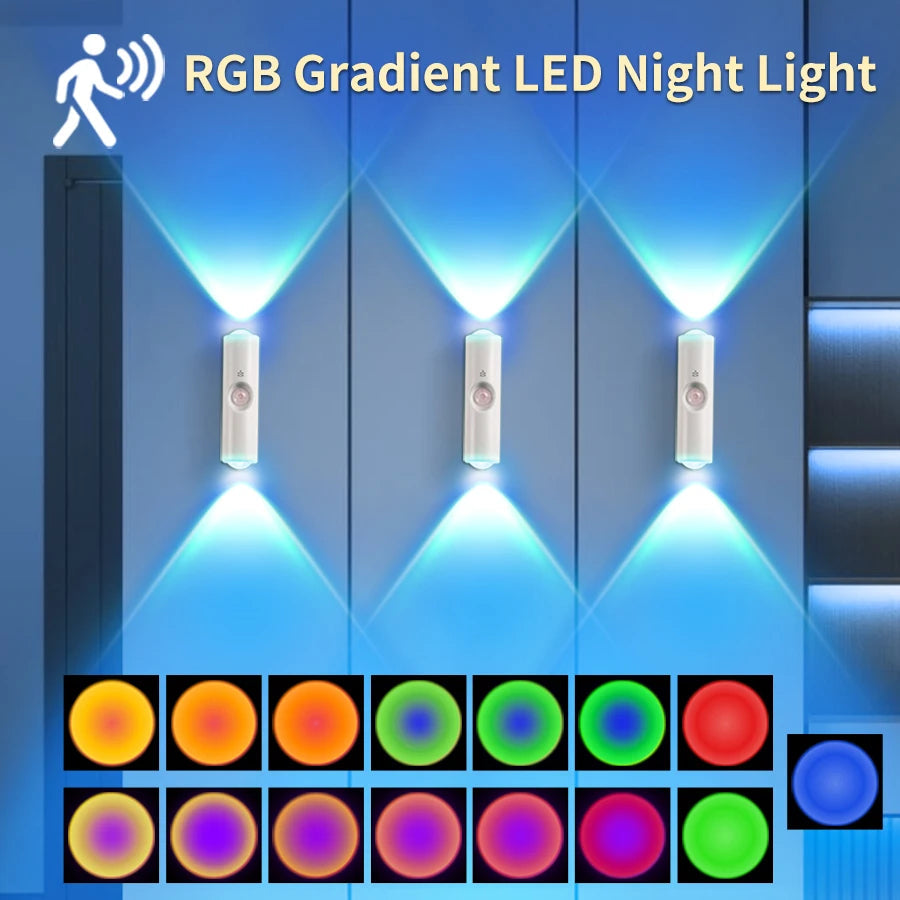 LED Night Light with Motion Sensor Wall Lamp Rechargeable RGB Gradient Ambient Night Multi Shop24