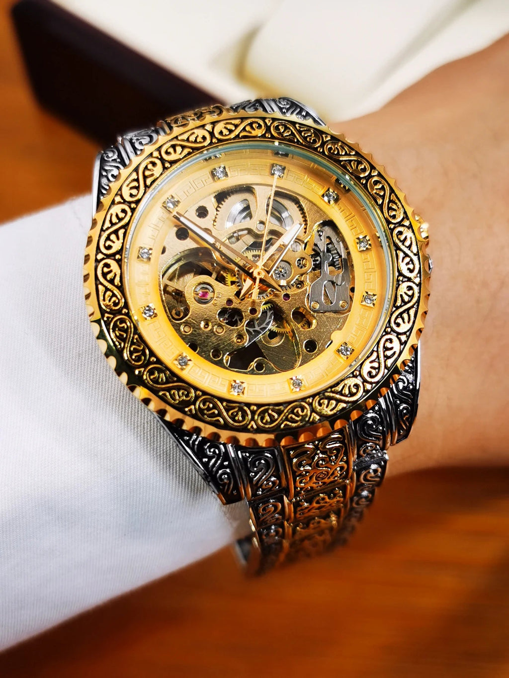 WINNER Vintage Engraved Skeleton Mechanical Watch for Men Multi Shop24