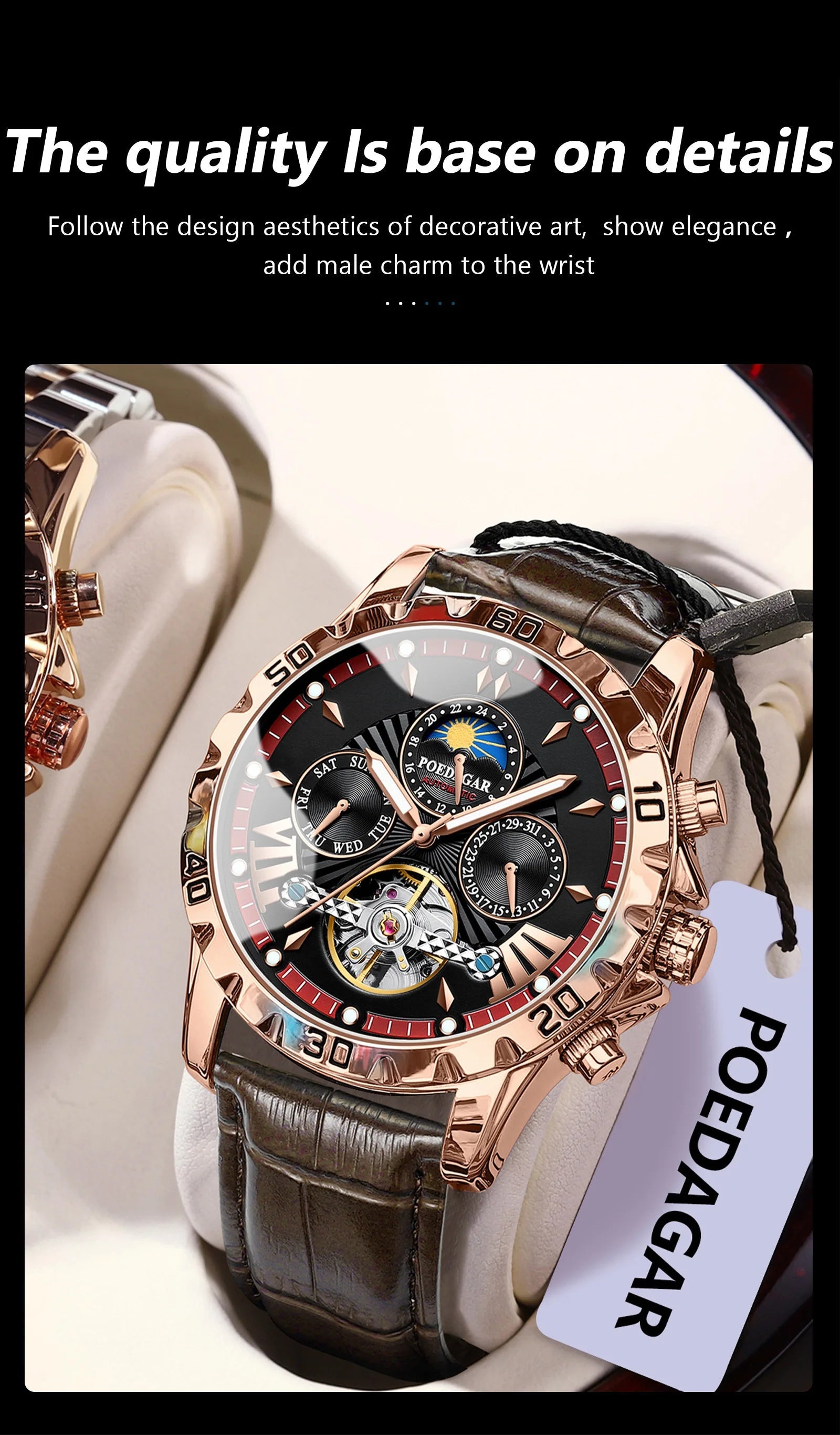 POEDAGAR Luxury Automatic Wristwatch Waterproof Multi Shop24